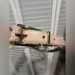 Vince Camuto Blush Pink Synthetic Leather Belt with Gold Buckle Size L